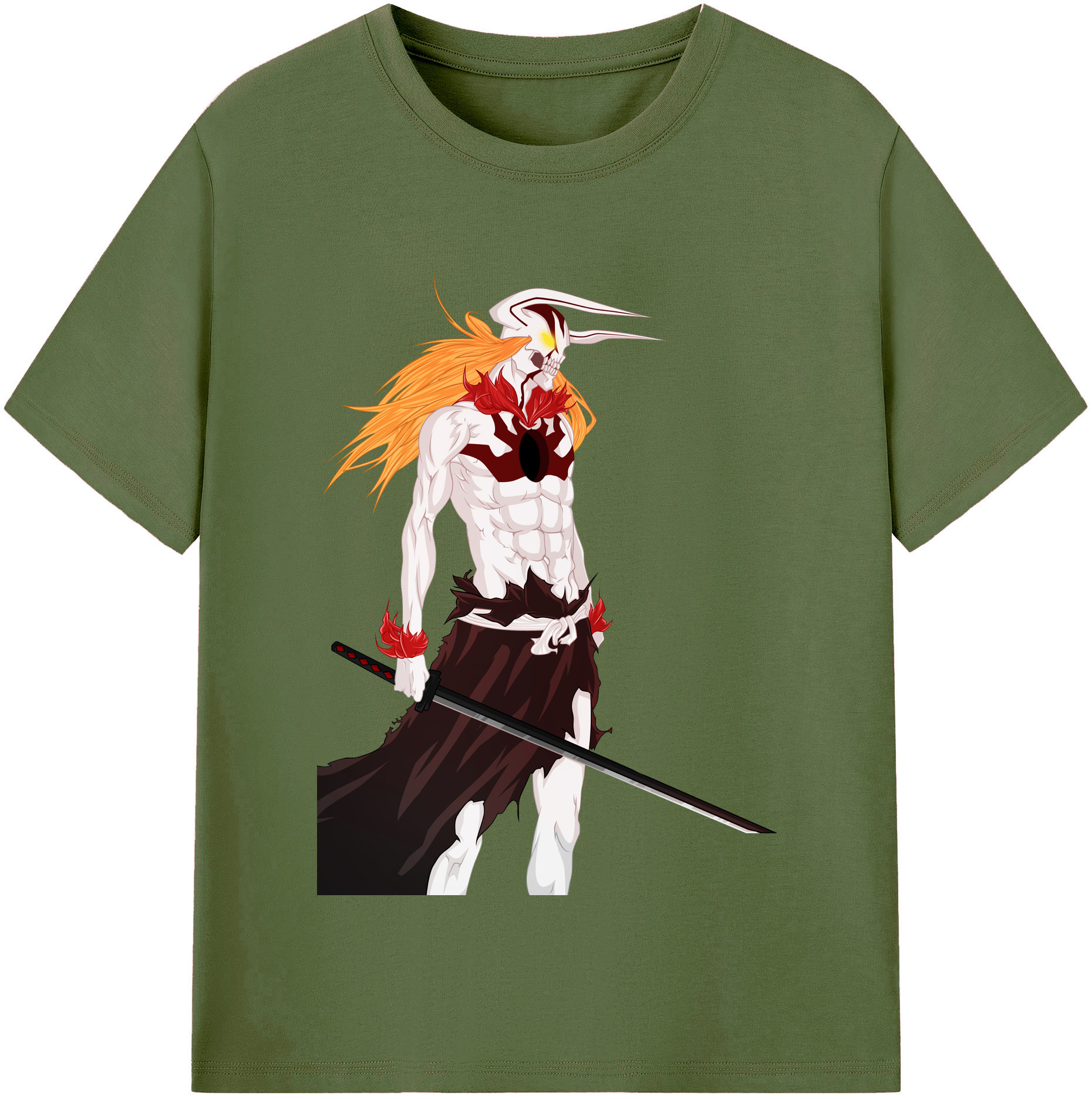 （画像用） ブリーチ 黒崎一護（くろさき いちご）BLEACH Kurosaki Ichigo 綿100％半袖Tシャツ（フロントプリント）